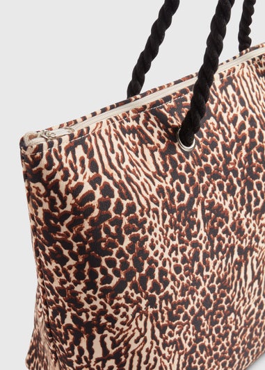 Leopard Print Canvas Beach Bag