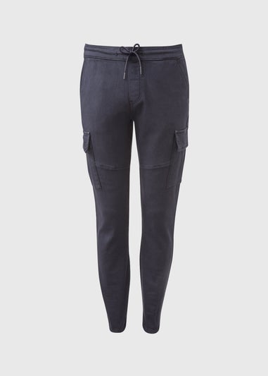 Navy Knitted Cargo Joggers