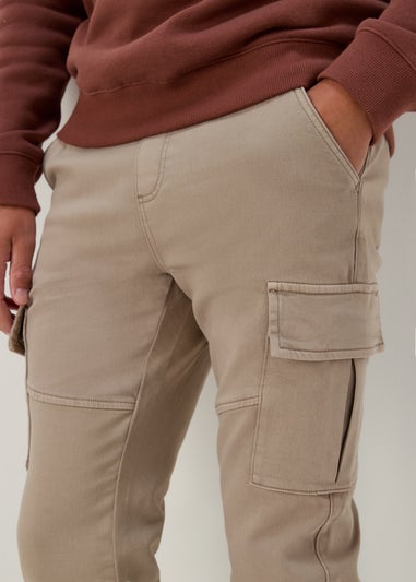 Stone Knitted Cargo Joggers