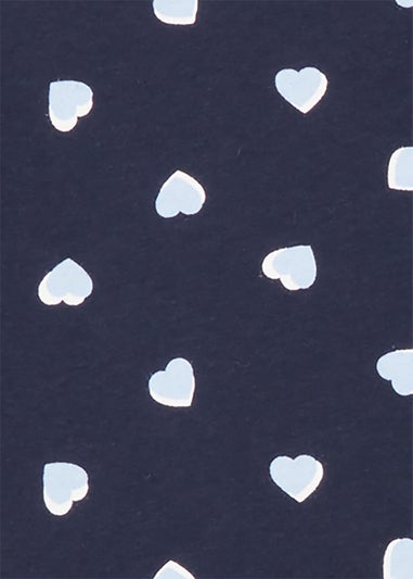 Navy Heart Frill Sleeve Pyjama Set