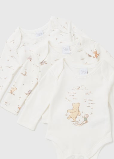 3 Pack Disney Winnie The Pooh Baby Cream Sleepsuits (Tiny Baby-18mths)