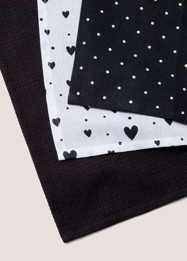 3 Pack Heart Tea Towel