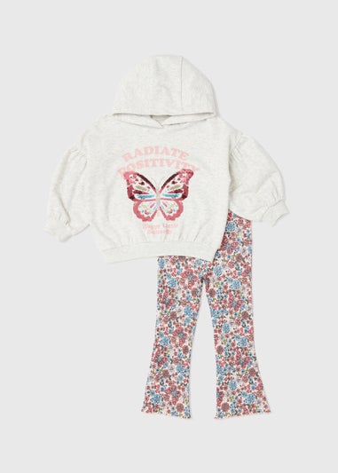Girls Butterfly Hoodie And Flared Leggings Set (1-7yrs)