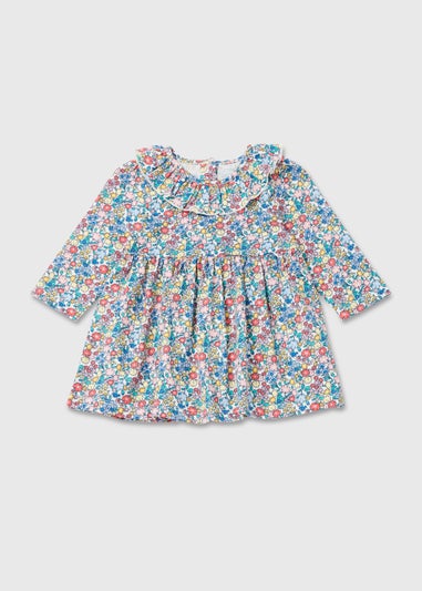 Baby Multicoloured Floral Print Long Sleeve Dress (Newborn-23mths)