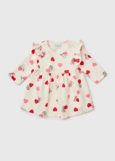 Baby Disney Minnie Mouse White Long Sleeve Dress (Newborn-23mths)