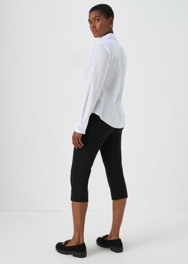 Black Bengaline Cropped Trousers