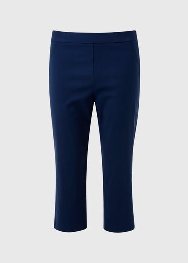 Navy Bengaline Cropped Trousers