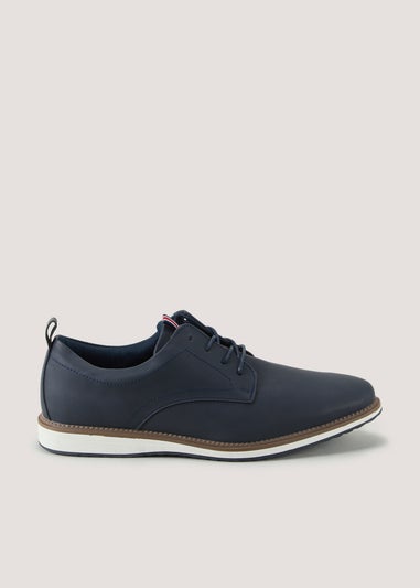 PU Derby Wide Fit Navy Shoes