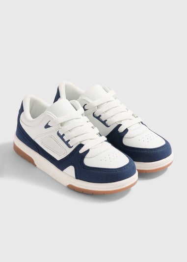 Boys White & Blue Trainers (Younger 10- Older 6)