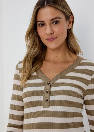 Khaki Stripe Long Sleeve Top