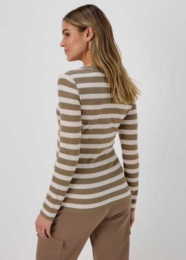Khaki Stripe Long Sleeve Top