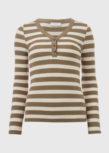 Khaki Stripe Long Sleeve Top