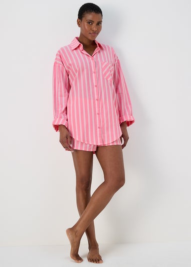 Pink Stripe Shorts & Nightie Pyjama Set