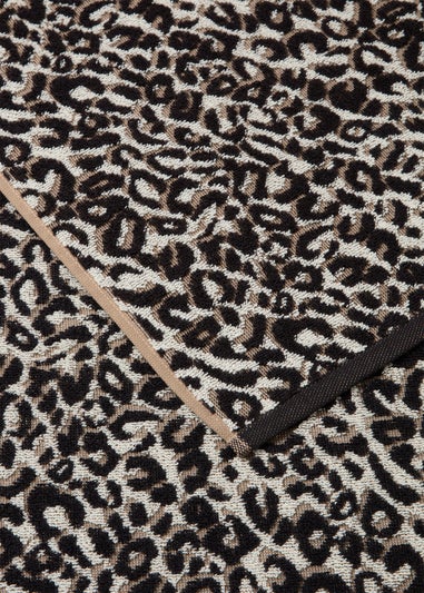 Black & Gold 100% Cotton Casa Leopard Print Towel