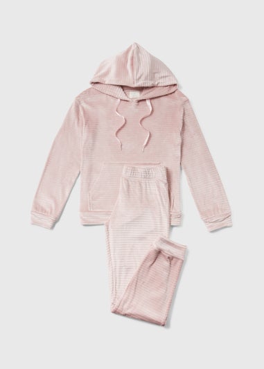 Pink Waffle Fleece Lounge Set