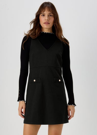Et Vous Black Ponte Pinafore Dress