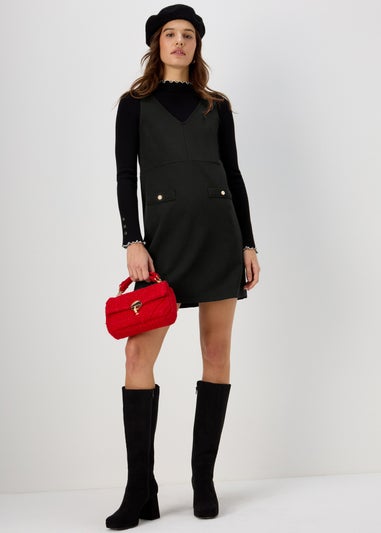 Et Vous Black Ponte Pinafore Dress