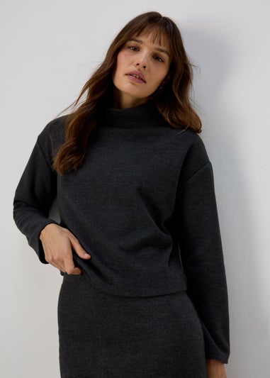 Charcoal Soft Touch High Neck Top