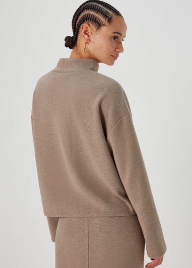 Beige Soft Touch High Neck Top