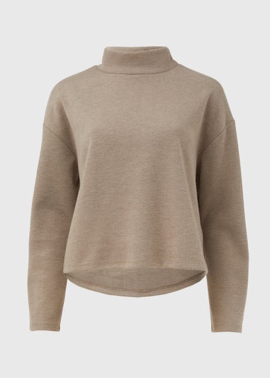 Beige Soft Touch High Neck Top