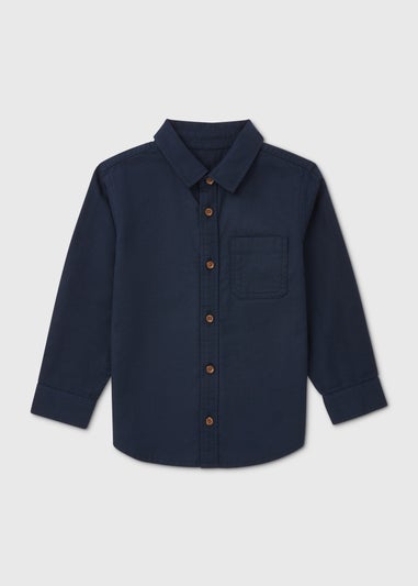 Boys Navy Plain Twill Shirt (1-7yrs)