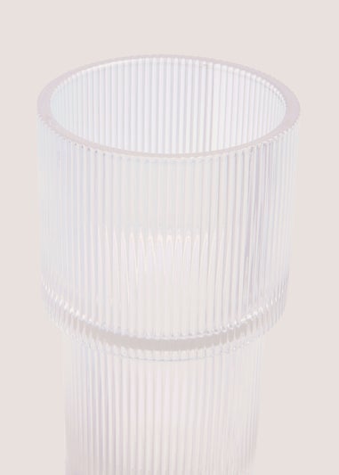 Ribbed Glass Vase (24cm x 11cm x 11cm)