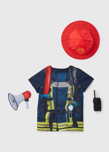 Kids Blue Fireman Fancy Dress Costume (3-9yrs)