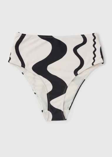 Black Swirl Design High Waisted Bikini Bottoms