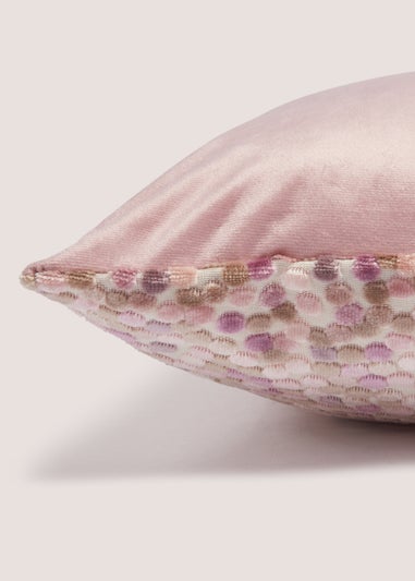 Pink Velvet Polka Dot Cushion (43cmx43cm)