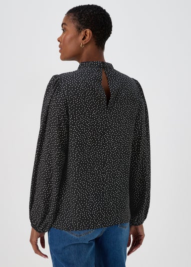 Black Spot High Neck Blouse