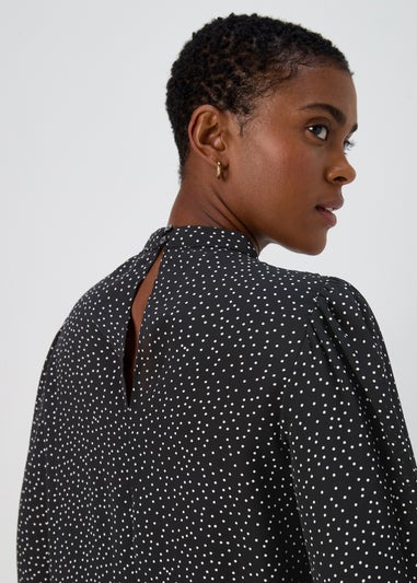 Black Spot High Neck Blouse