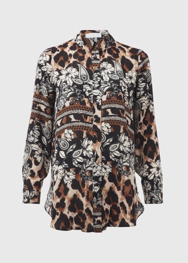 Multicoloured Animal Print Longline Shirt