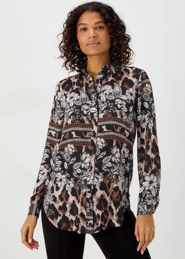 Multicoloured Animal Print Longline Shirt