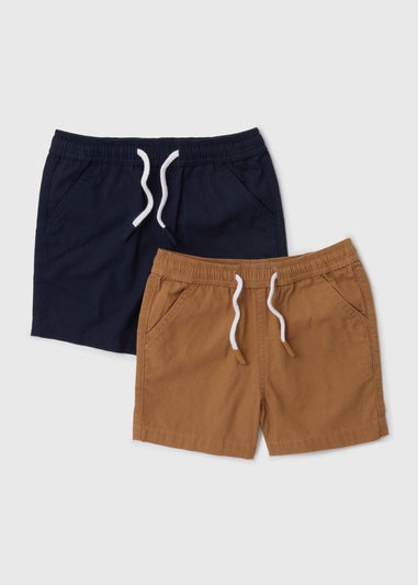 Boys 2 Pack Navy & Tan Cargo Shorts (1-7yrs)