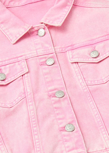 Girls Pink Denim Bomber Jacket (7-15yrs)