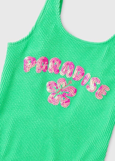 Girls Green Paradise Textured Swimsuit (6-14yrs)