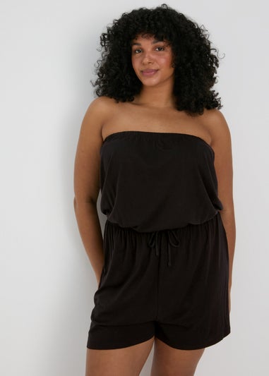 Black Plain Playsuit