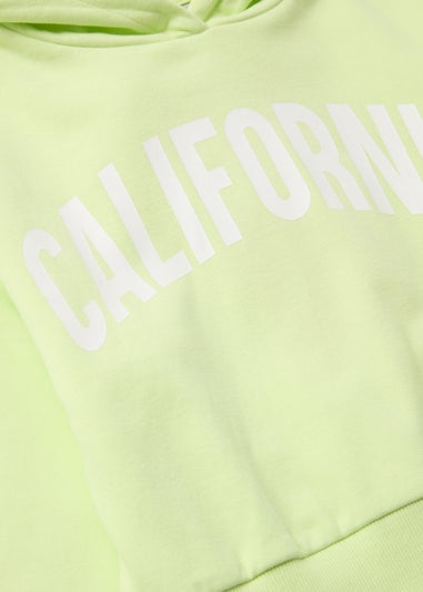 Girls Lime California Slogan Hoodie (7-15yrs)