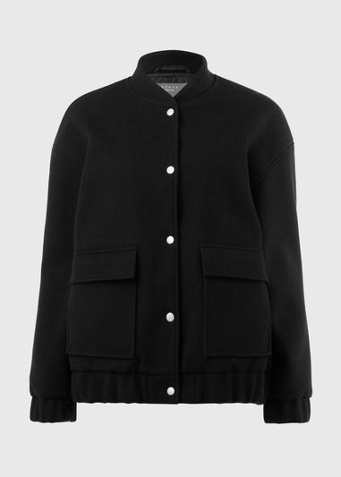 Black Wool Touch Bomber Jacket