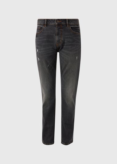 Black Tapered Washed Jeans