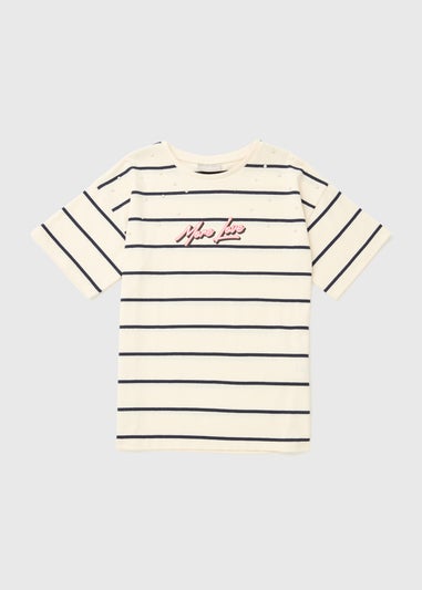 White Stripe Embellished T-Shirt (7-13yrs)