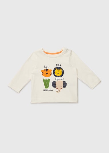 Baby Cream Animals Print T-Shirt (Newborn-23mths)