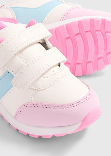 White Double Strap Retro Trainers (Younger 4-12)