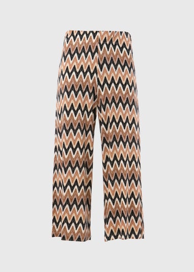 Beige Co Ord Cropped Wide Leg Trousers