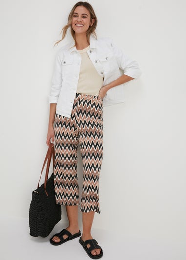 Beige Co Ord Cropped Wide Leg Trousers