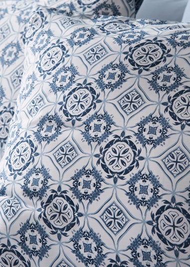Blue Tile Print Duvet Set