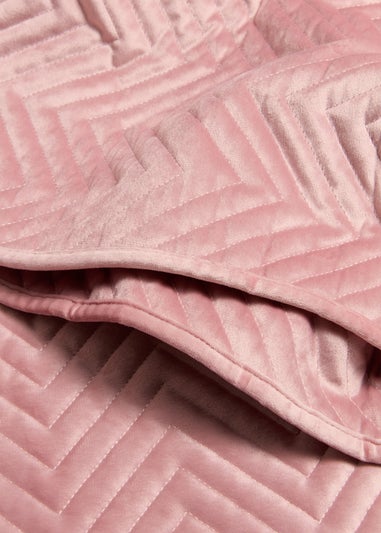 Pink Velvet Quilted Bedspread (235x235cm)