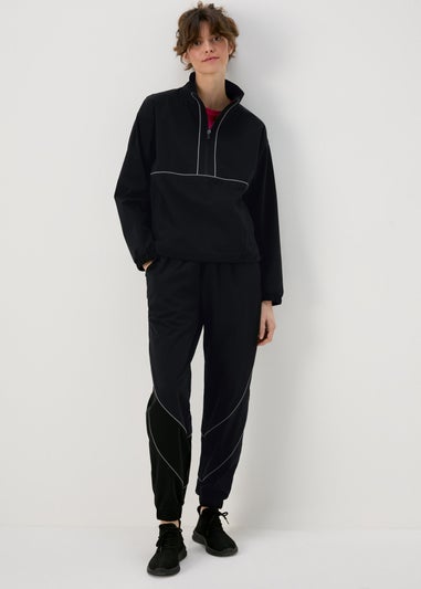 Souluxe Black Shell Suit Woven Joggers