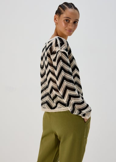 Black Zig Zag Crochet Jumper