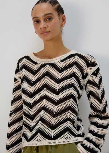 Black Zig Zag Crochet Jumper